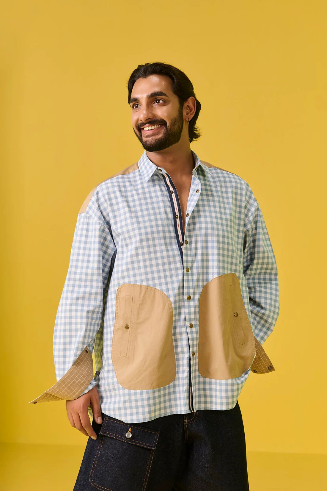 ZING (Blue and White Checks with Khaki)