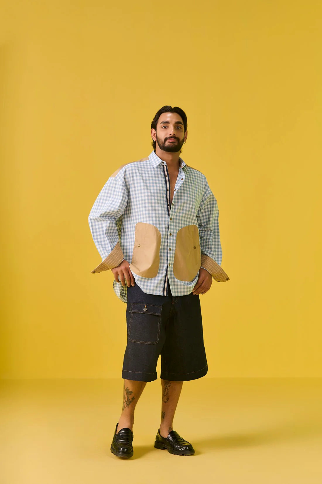 ZING (Blue and White Checks with Khaki)