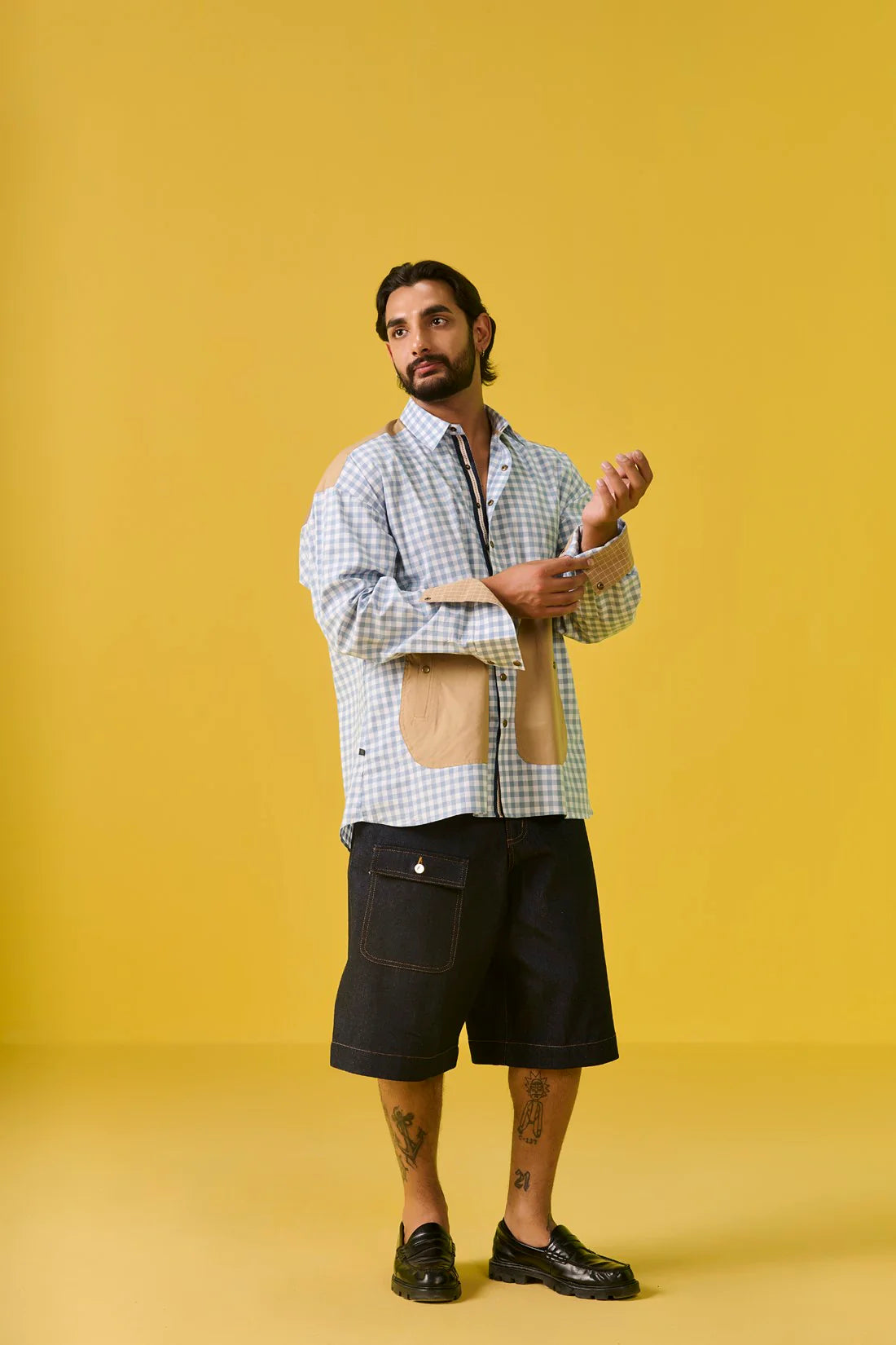 ZING (Blue and White Checks with Khaki)